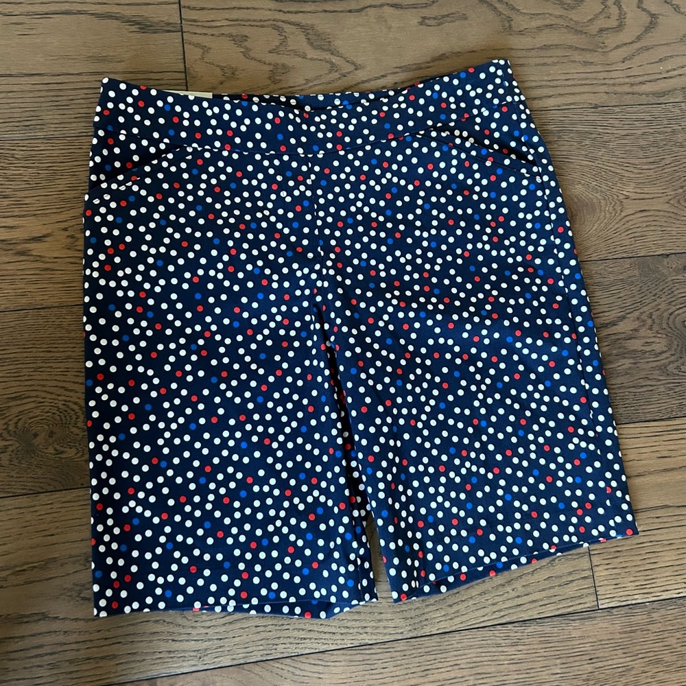 NWT! Coral Bay Navy 14P Petite Red& White Polka Dot Elastic Waist Pull On Shorts - Picture 4 of 10